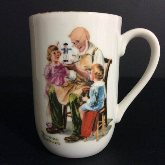 VINTAGE norman rockwell coffee mug cup toy maker - Picture 1 of 12
